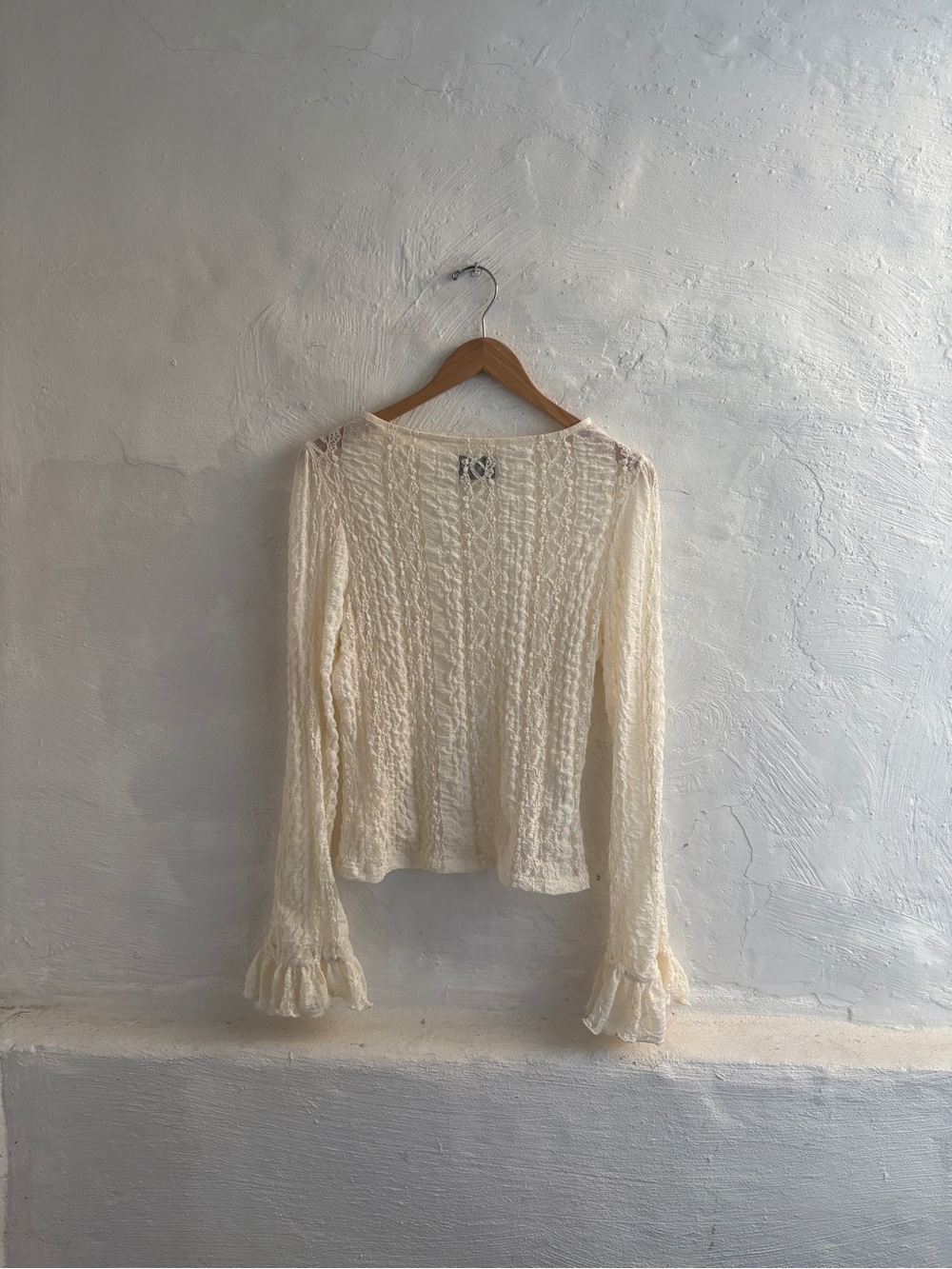 ASOS design lace long sleeve top in cream